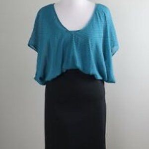 Torrid NWT Teal & Black Ponte Blouson Dress Size US 2X